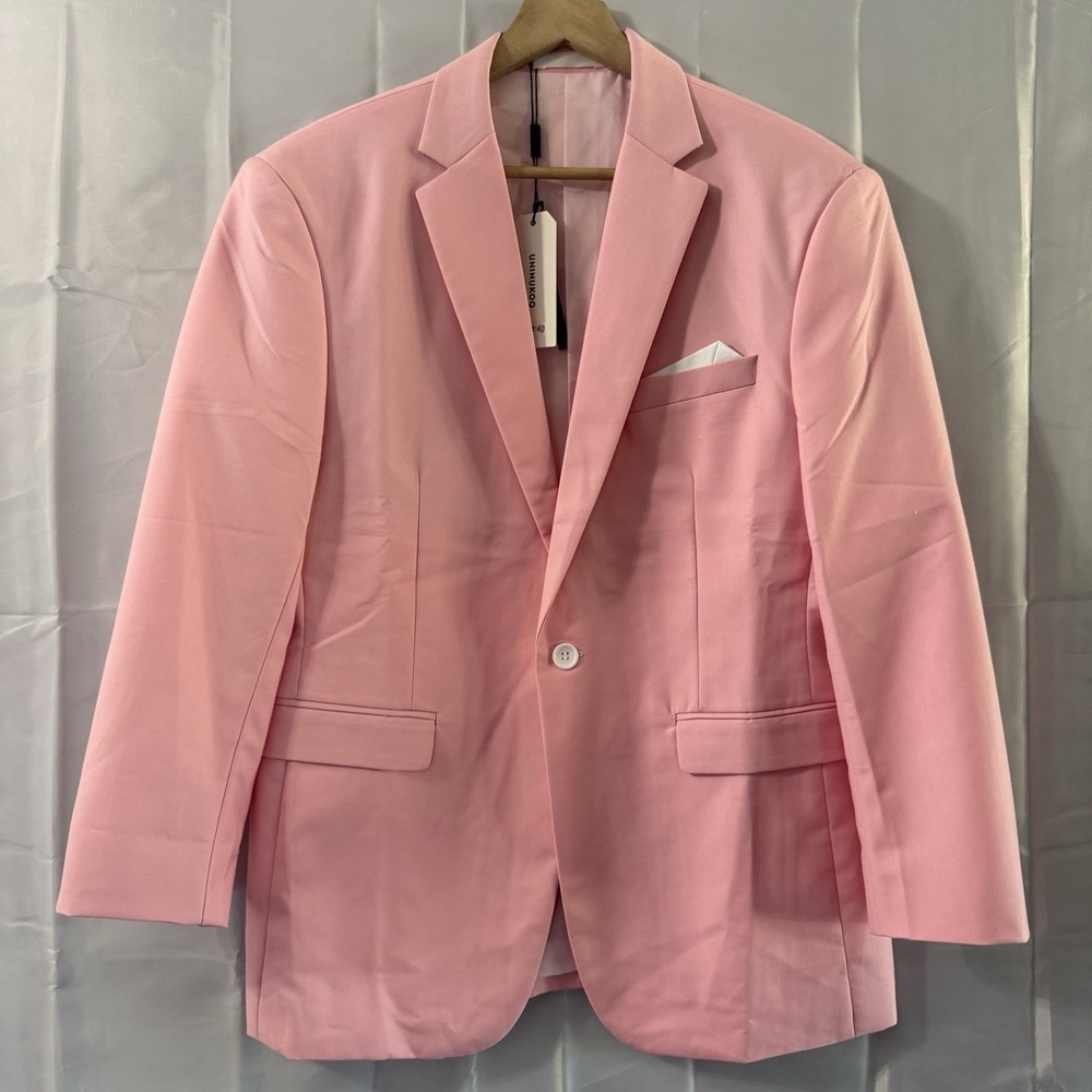 New Pink Mens 40S blazer Sport Coat‎ Jacket Single Button Preppy Old Money Frat